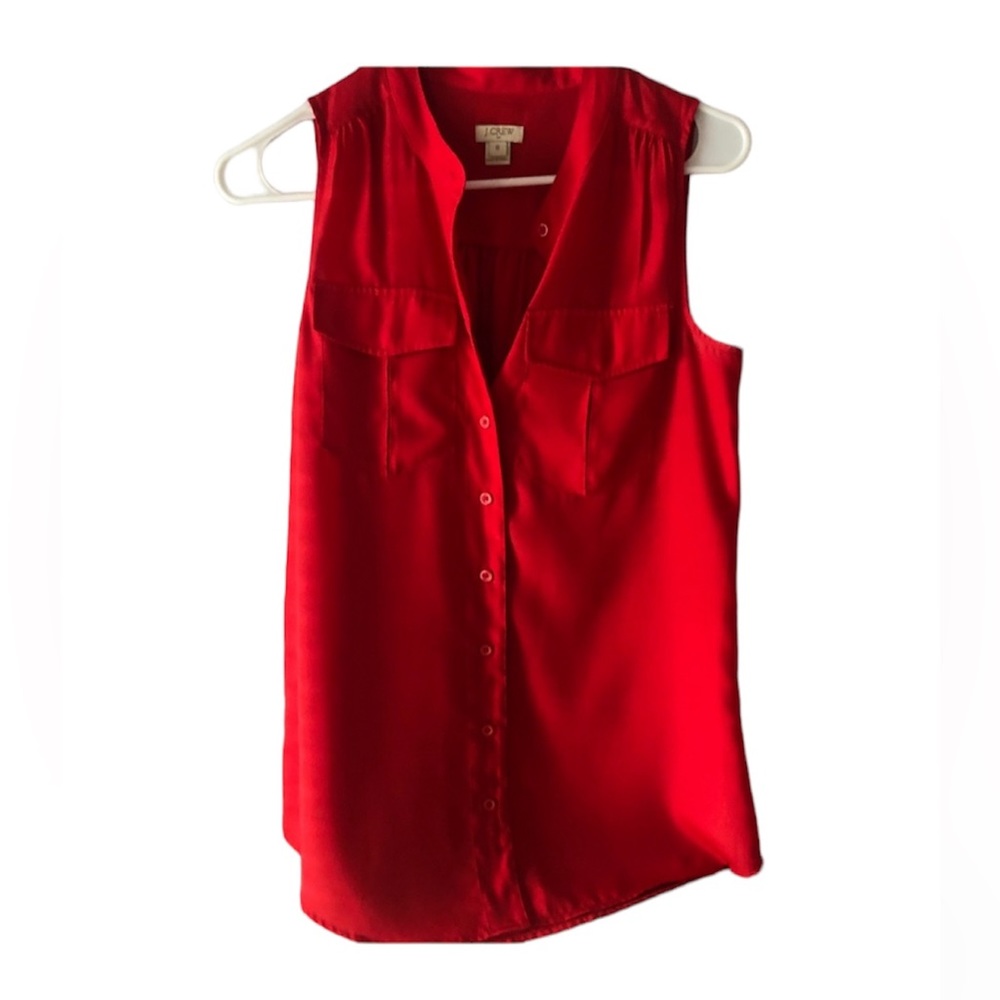 J. Crew Red Button Up Blouse